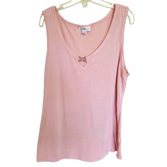 Vintage Jaclyn Smith Light Pink Sleeveless Blouse with Gold Accent Size Medium - Picture 1 of 8